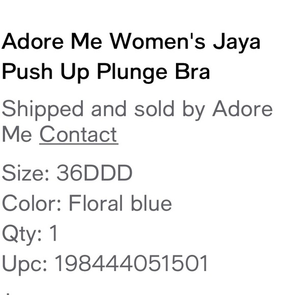 NWT Adore Me Push Up Plunge Bra (36DDD) & Thong Panty (M) - Picture 3 of 5